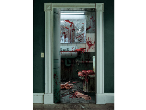Dekoracja na drzwi Krwawe WC na Halloween - 1 szt.