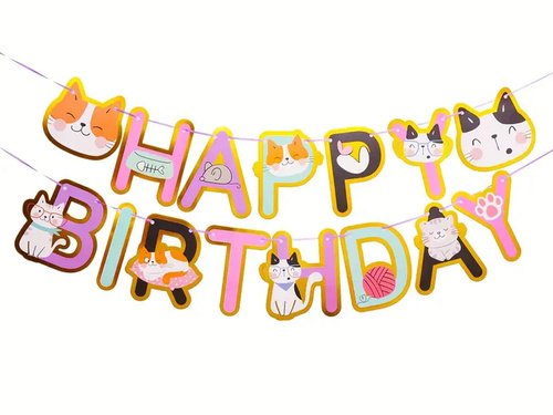 Baner Happy Birthday Kotki - 5 m - 1 szt.