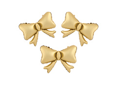 Balon foliowy Kokardka złota -  55 x 42 cm - 3 szt.