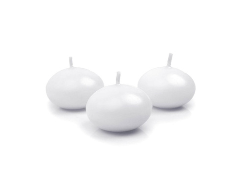 Świeca dysk pływający mat, 40mm, biała, 1 szt