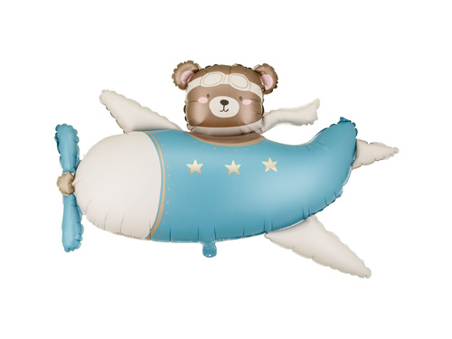 Balon foliowy Miś w samolocie - 94x61 cm - 1 szt.