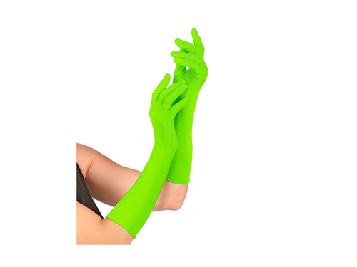Neonowo zielone długie rękawiczki 40 cm