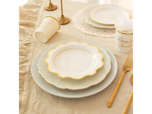Talerzyki białe ze złotym brzegiem - 18 cm - 6 szt.