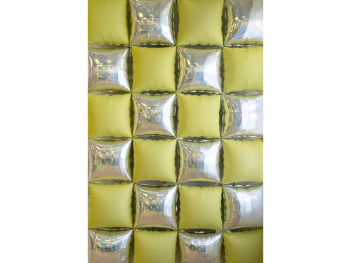 Balony foliowe Kwadraty holograficzno-żółte - 35 x 35 cm - 4 szt.