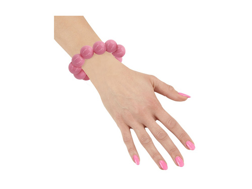 Różowa koralikowa bransoletka disco lata 70.