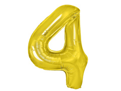 Balon foliowy cyfra 4 złota - 40 cm
