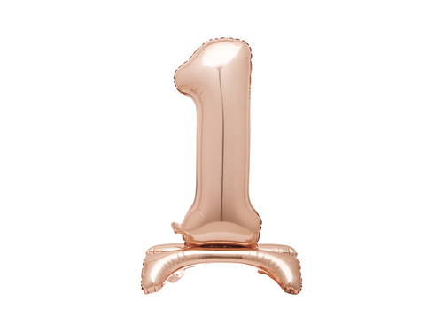 Balon foliowy stojący cyfra 1 różowe złoto - 76 cm - 1szt.
