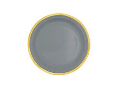 Talerzyki papierowe szare ze złotym brzegiem - 18 cm - 6 szt.