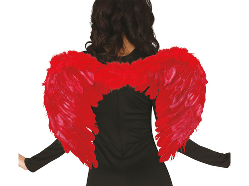 Skrzydła anioła czerwone z piórami - 50 x 40 cm - 1 szt.
