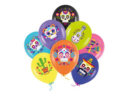 Balony lateksowe Meksykańskie Halloween - 30 cm - 8 szt.