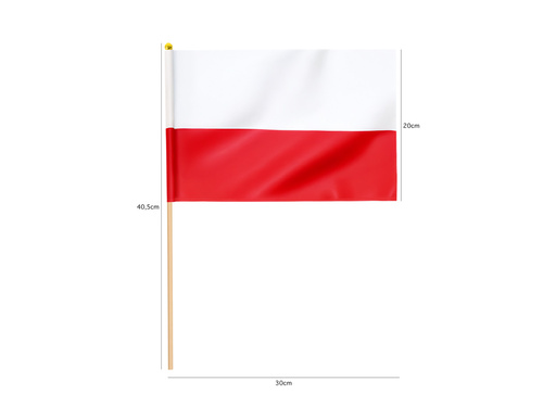 Polska flaga narodowa na patyku - 20 x 30 cm - 10 szt.