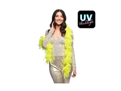 Szal BOA z piór - neonowy żółty UV - 180 cm