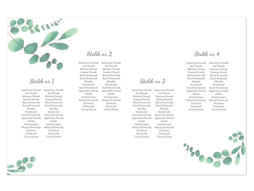 Plany stołów weselnych - 90x60 cm - 1 szt.