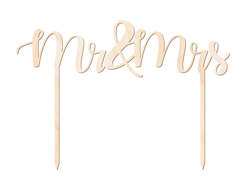 Topper drewniany na tort Mr & Mrs - 20 cm