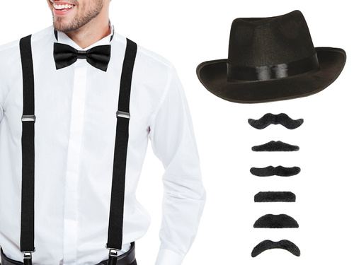 Zestaw gangstera czarny - 1 komplet.