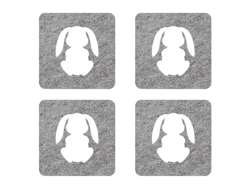 Podstawka kwadratowa pod kubek - Zajączek - 10 cm - 4 szt.