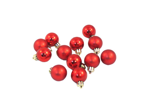 Bombki nietłukące na choinkę czerwone - 3 cm - 12 szt.