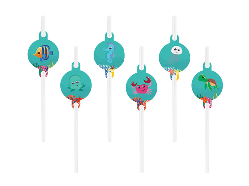Słomki urodzinowe Podwodny Świat - 6 szt.