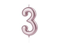 Świeczka cyferka różowe złoto - 3 - trzy