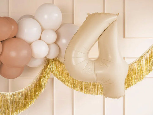 Balon foliowy cyfra 4 beżowa - 72 cm - 1 szt.