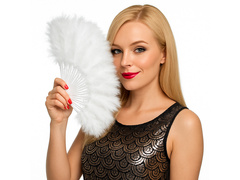 Wachlarz z piór biały - 25 cm - 1 szt.