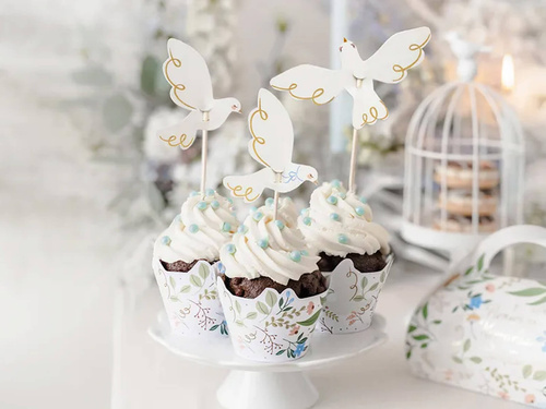 Pikery na babeczki Gołąbki na I Komunię Świętą - 6 szt.