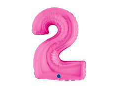 Balon foliowy cyfra 2 fuksjowy - 40" - 1 szt.