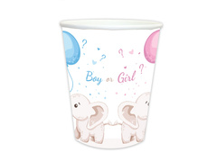 Kubeczki papierowe na Gender Reveal Girl or Boy? - 250 ml - 6 szt.