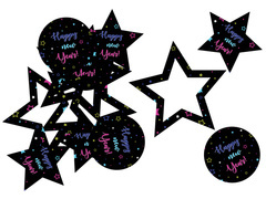 Dekoracja dwustronna Happy New Year - 12 szt.
