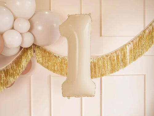 Balon foliowy cyfra 1 beżowa - 72 cm - 1 szt.