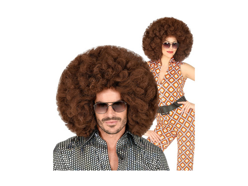 Brązowa duża peruka afro