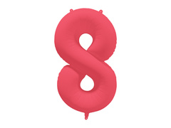 Balon foliowy cyfra 8 neonowy czerwony - 86 cm - 1 szt.
