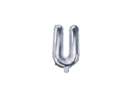 Balon foliowy litera "U" srebrna - 35 cm