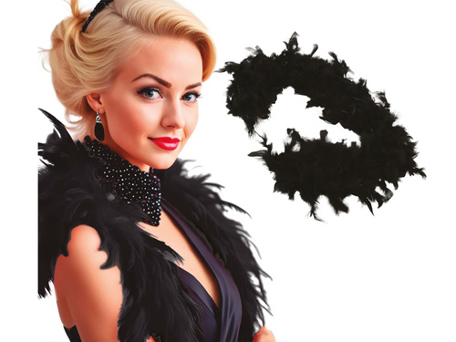 Boa z piór - czarne - 180 cm