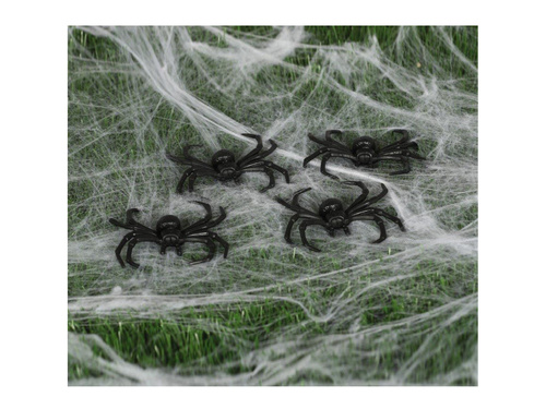 Zestaw 4 plastikowych pająków - 8 cm