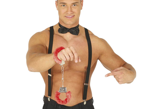 Kajdanki czerwone z futerkiem - 1 szt.