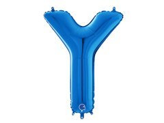 Balon foliowy niebieska litera Y - 66 cm - 1 szt.
