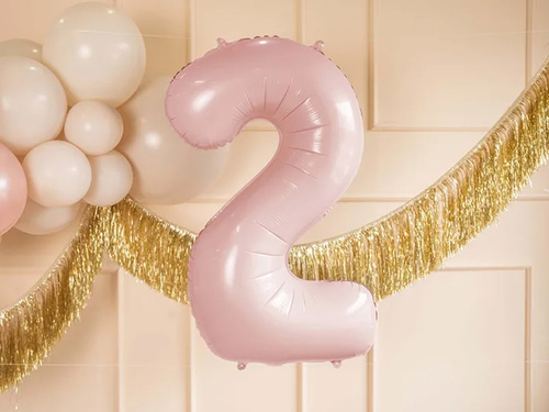 Balon foliowy jasnoróżowy cyfra 2 - 72 cm - 1 szt.
