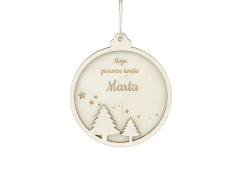 Zawieszka drewniana z imieniem - 10 x 11 cm - 1 szt.