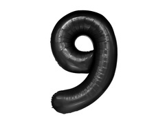 Balon foliowy cyfra 9 czarna - 100 cm - 1 szt.