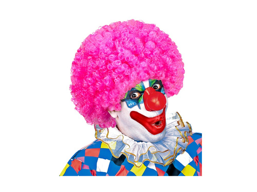 Kręcona peruka klauna różowa włosy afro