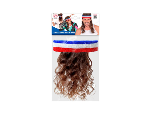 Niebiesko-biało-czerwona opaska sportowa z włosami