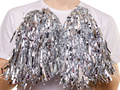 Pompony cheerleaderki metaliczne srebrne - 2 szt.