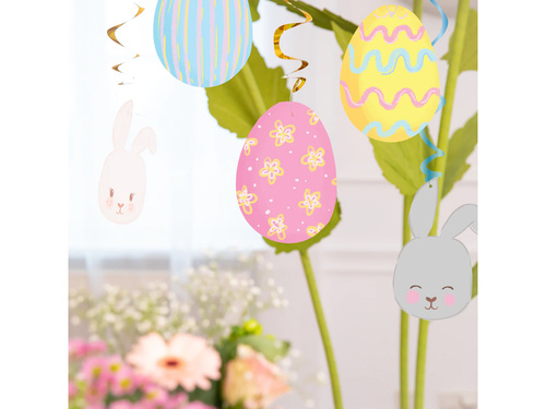 Dekoracja wisząca świderki Jajka i Króliki - 6 szt.
