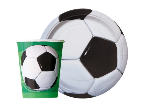 Zestaw kubeczki + talerzyki papierowe Piłka nożna - 16 szt.