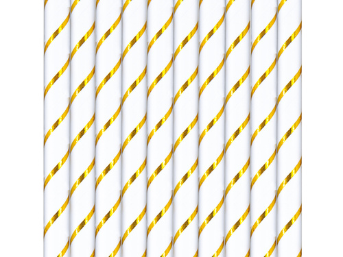 Słomki papierowe w paski - 19,5 cm - 10 szt.