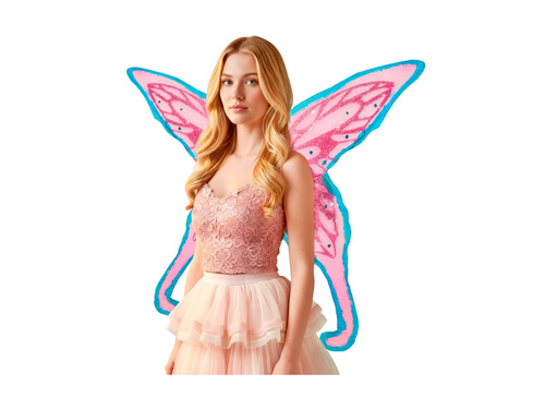 Skrzydła Różowe Maxi z kryształkami 100×84 cm