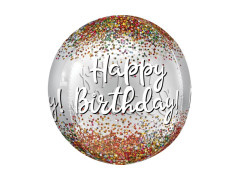 Balon foliowy orbz kula w kolorowe konfetti - 40 cm - 1 szt.