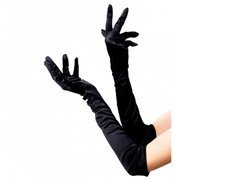 Rękawiczki karnawałowe czarne długie - 51 cm.