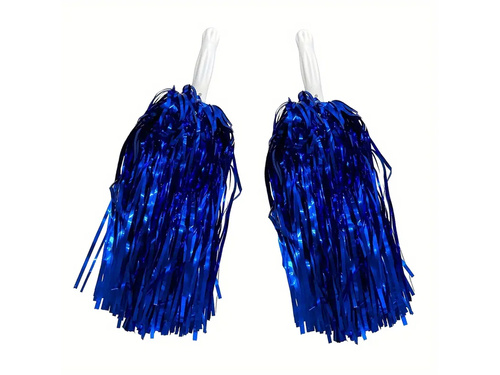 Pompony cheerleaderki metaliczne niebieskie - 2 szt.
